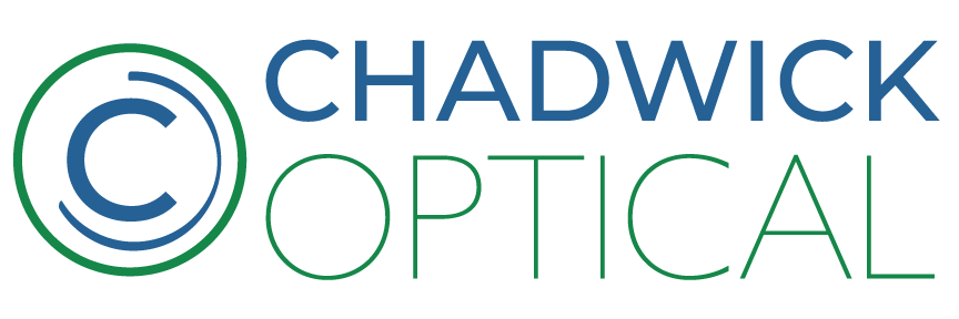 Logo for Chadwick Optical with the company name in blue and green.