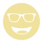 Circular icon with a smiling face wearing glasses in light yellow, representing the CPF-450X lens tint.