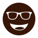 Circular icon with a smiling face wearing glasses in dark brown, representing the Eschenbach WP75 lens tint.