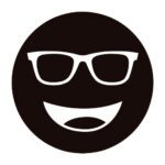 Circular icon with a smiling face wearing glasses in dark black, representing the Eschenbach WP85 lens tint.