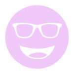 Circular icon with a smiling face wearing glasses in pale yellow-green, representing the Noir #72 lens tint.