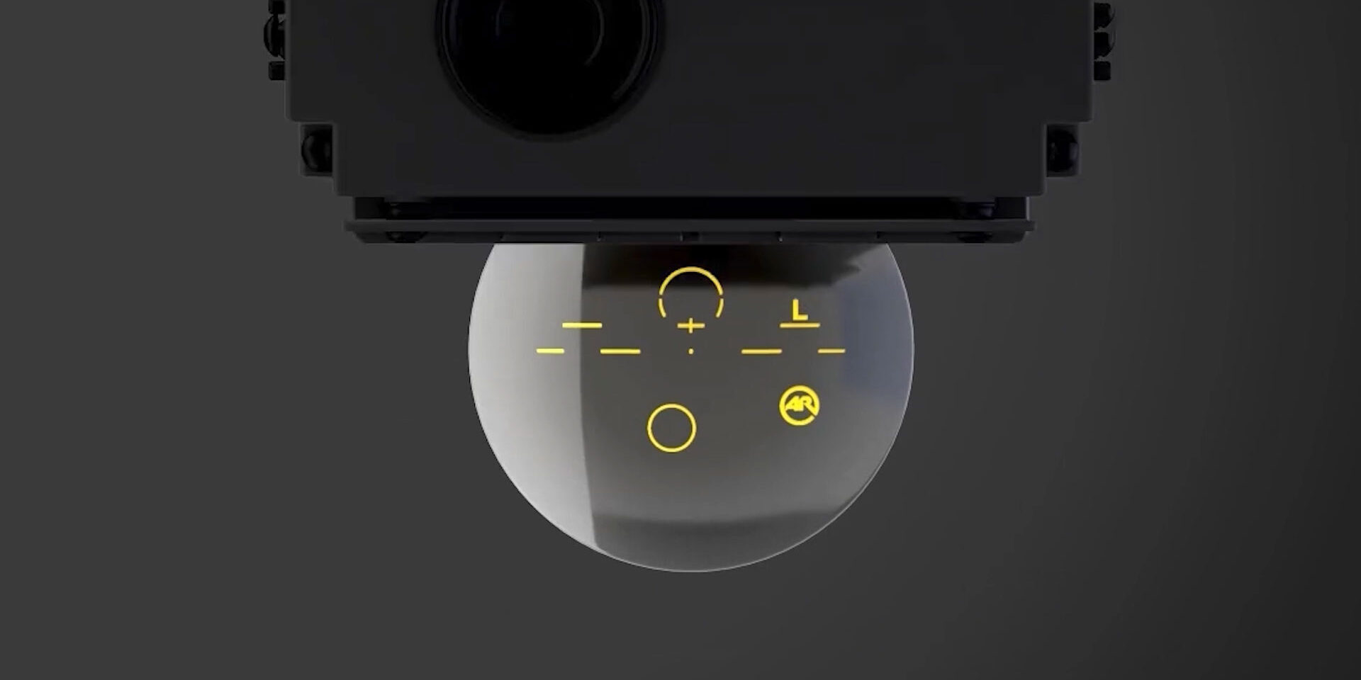Futuristic digital HUD interface with yellow symbols
